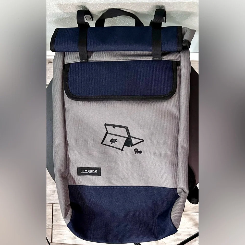 NEW Timbuk2 Custom Prospect Roll Top Laptop Work Backpack Black Gray Blue School